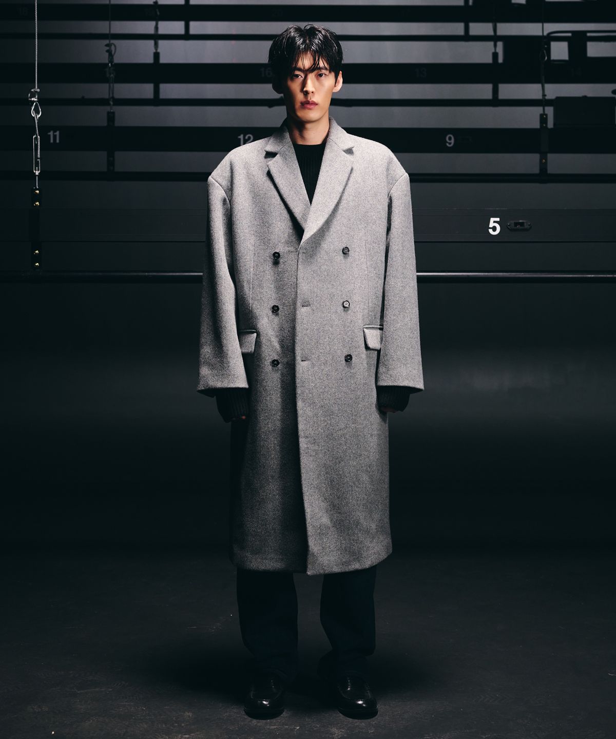 노클(NOCLE) Zachary Double Coat Herringbone Grey