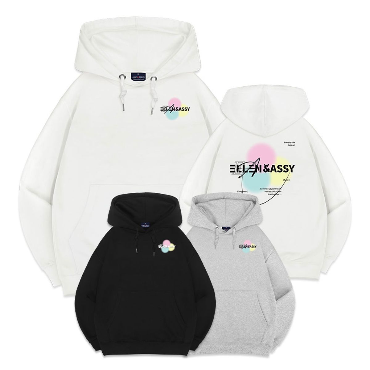 엘런아시(ELLENASSY) 코튼캔디 오버핏 후드티