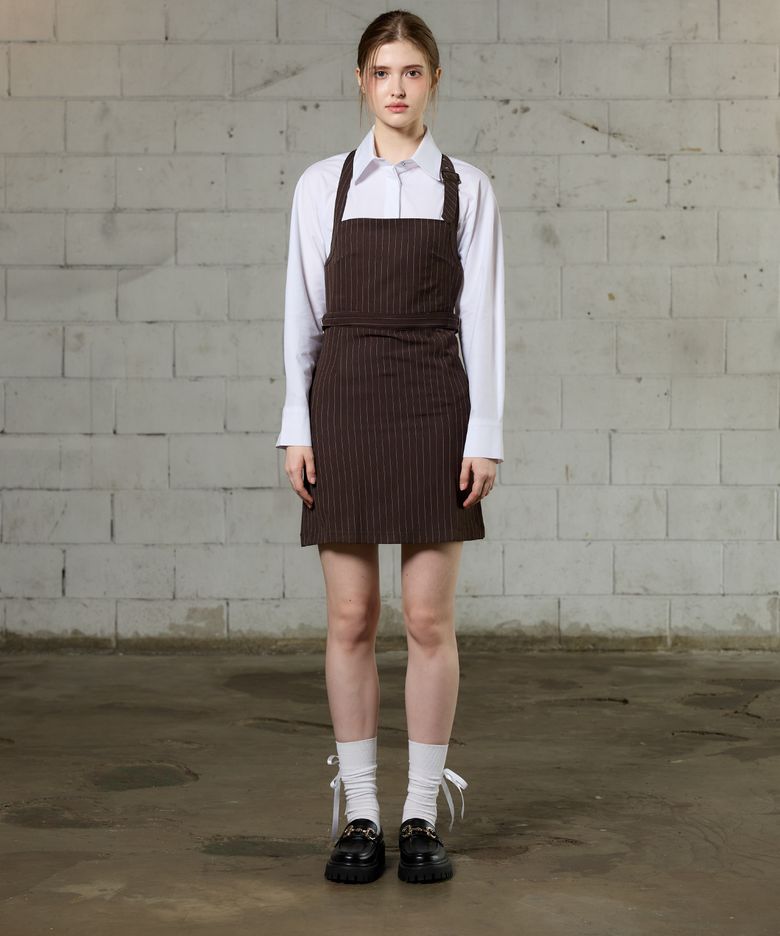 MEOW BUCKLE MINI DRESS / BROWN