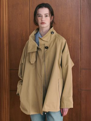 BAYLIN cape trench coat_BEIGE