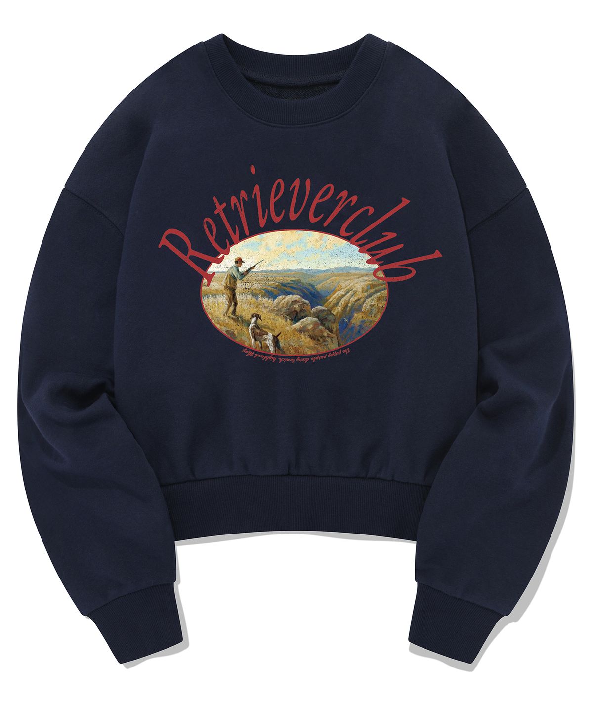 리트리버클럽(RETRIEVER CLUB) PAINTING CROP CREWNECK [NAVY]