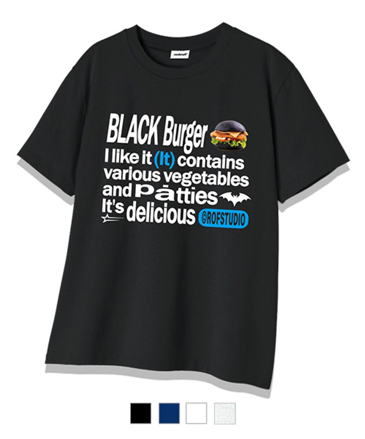 랜덤오프(RANDOMOFF) [ROF X LETINDINER] BLACK BURGER TYPO 반팔티 [4컬러]