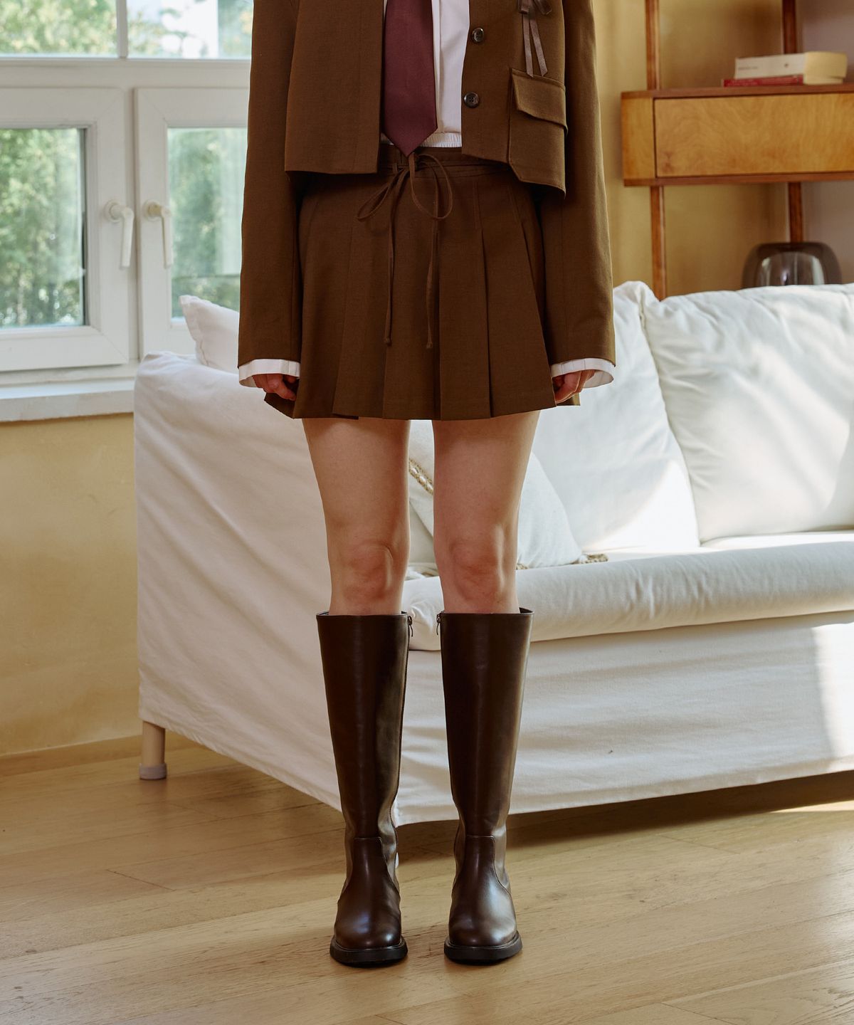 아리킴(ARIKIM) MILD PLEATS SKIRT PANTS / BROWN