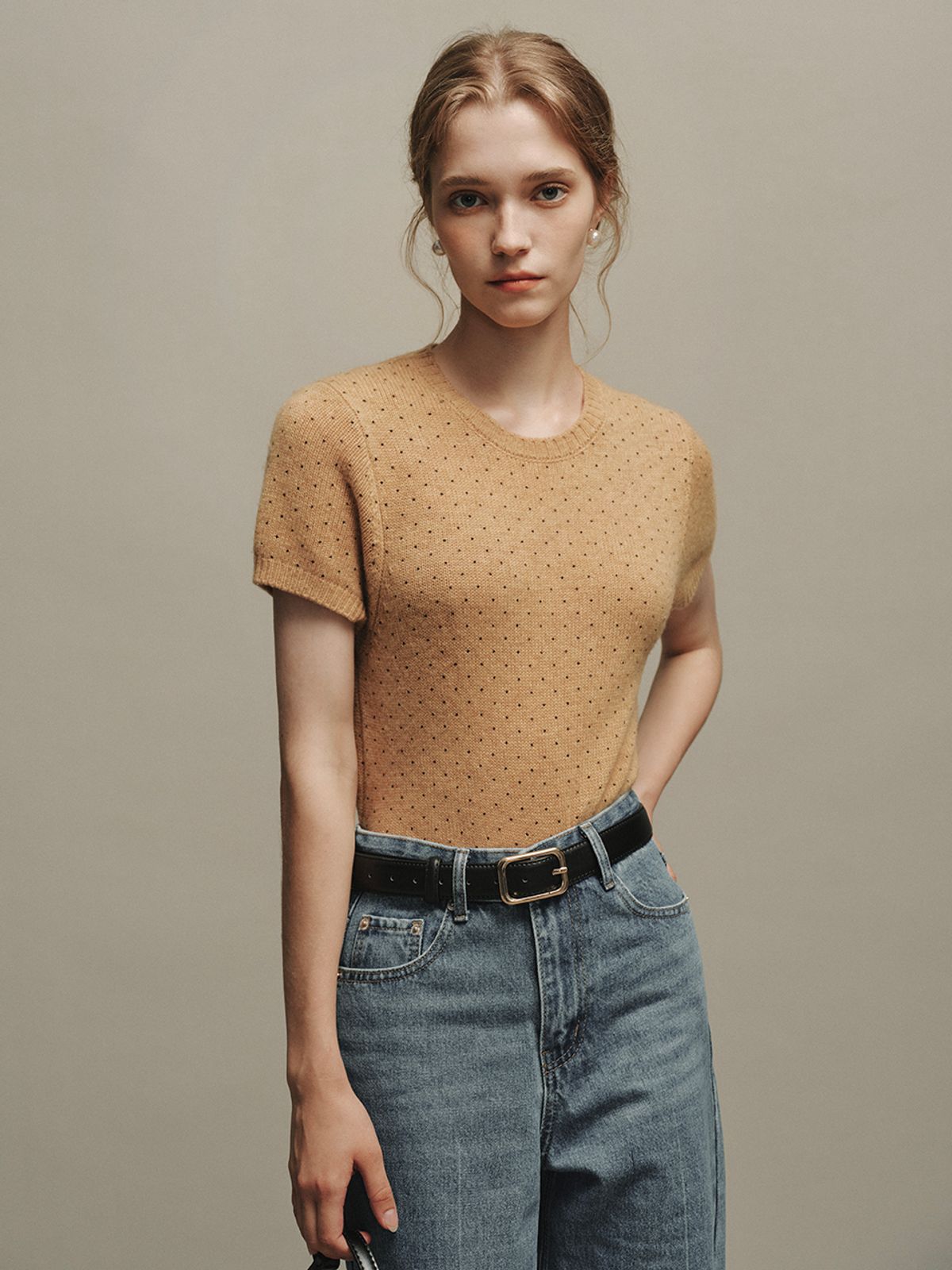 르니나(LENINA) RORI dot half knit_BEIGE