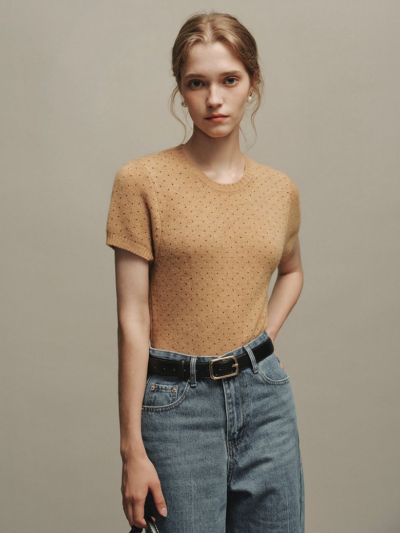 RORI dot half knit_BEIGE