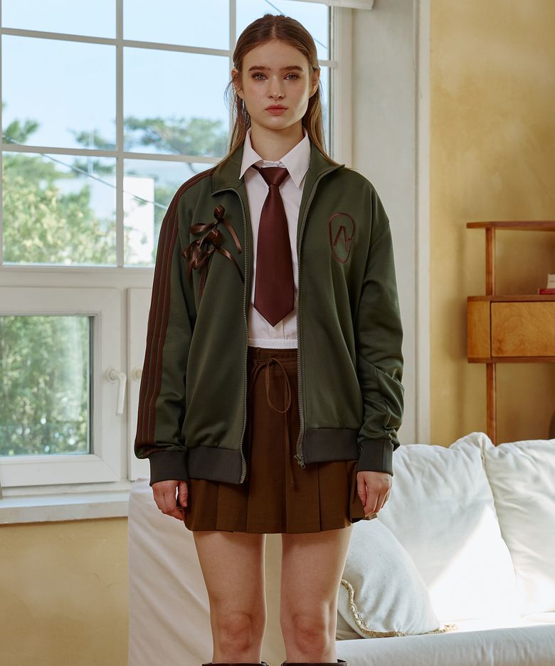 ARI PEACH FLEECE JERSEY TRACK TOP / KHAKI