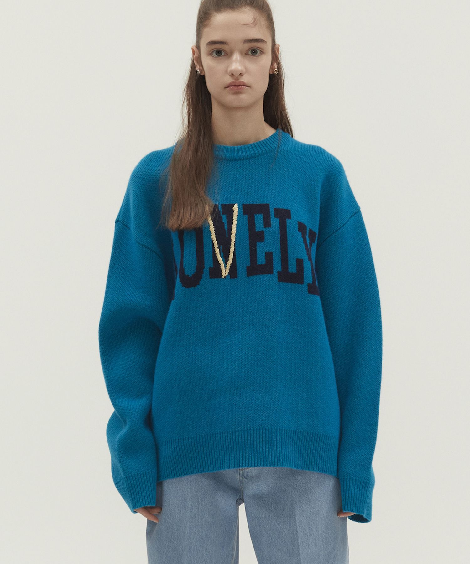 MUSINSA | NOHANT LONELY/LOVELY CASHMERE KNIT SWEATER BLUE