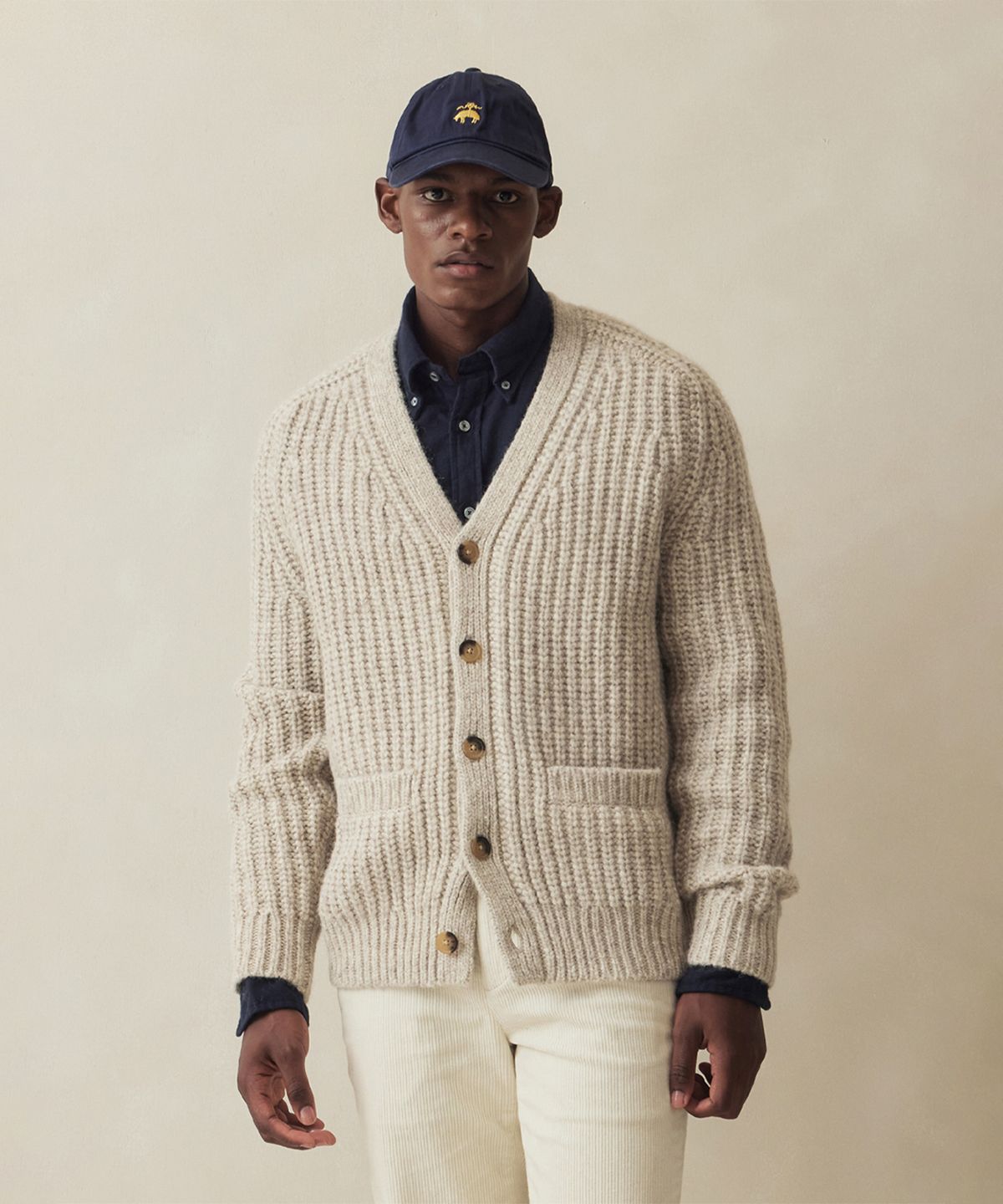 브룩스 브라더스(BROOKS BROTHERS) 아카이브 잉글리시 립 가디건 (베이지) (BBWCMM3944XEW)