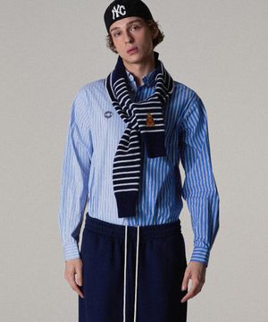 MIXED STRIPE SHIRT STRIPE-BLUE