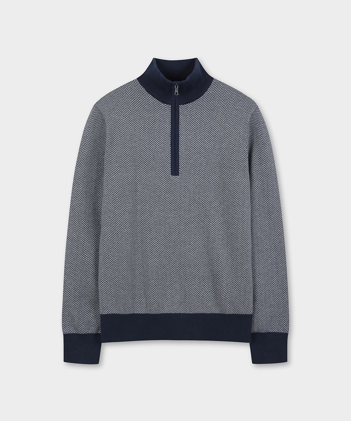 브룩스 브라더스(BROOKS BROTHERS) 헤링본 하프집 스웨터 (네이비) (BBWWMF4539QEW)
