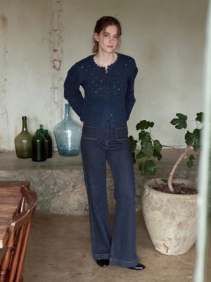 MARIE flared retro jean_DARK BLUE