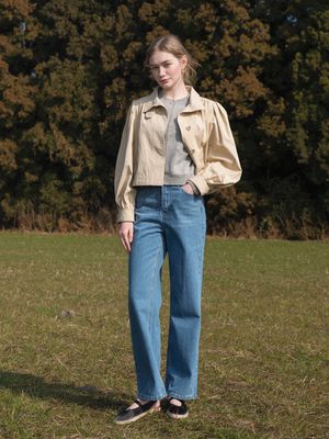 KINSLEY wide washing denim pants_BLUE