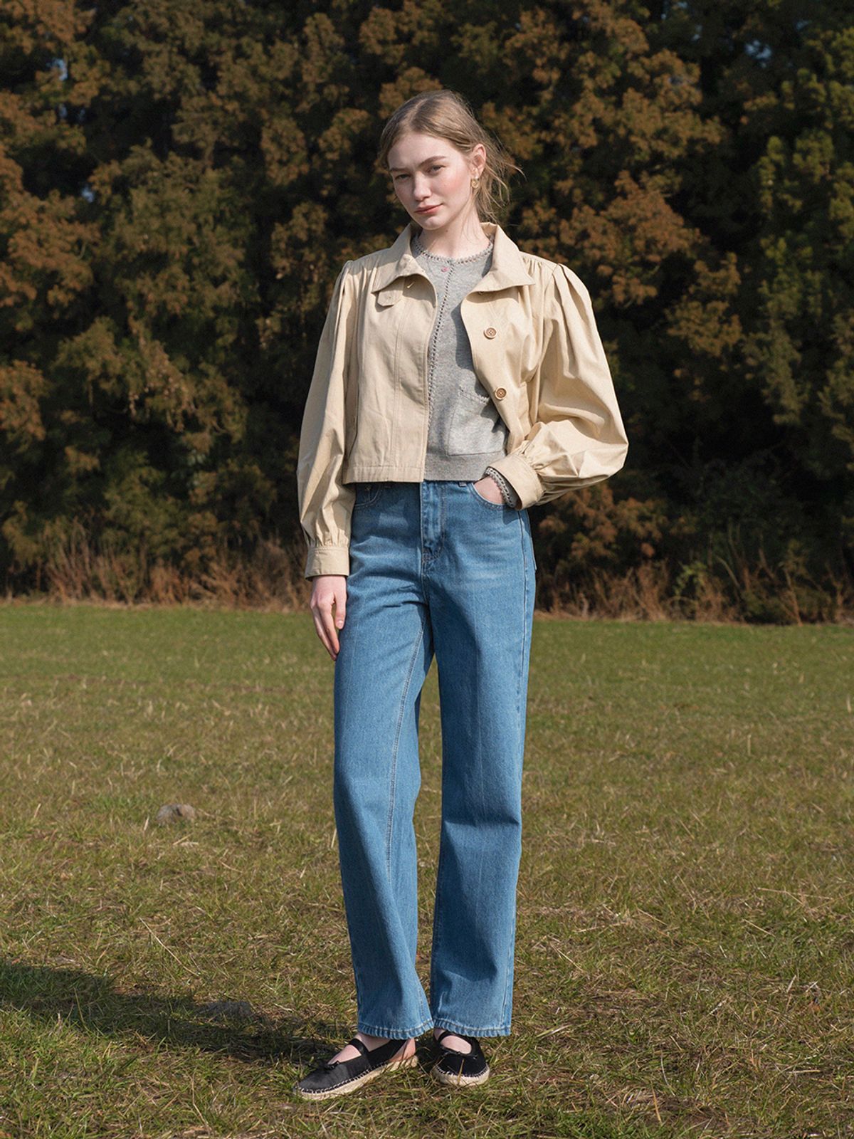 르니나(LENINA) KINSLEY wide washing denim pants_BLUE
