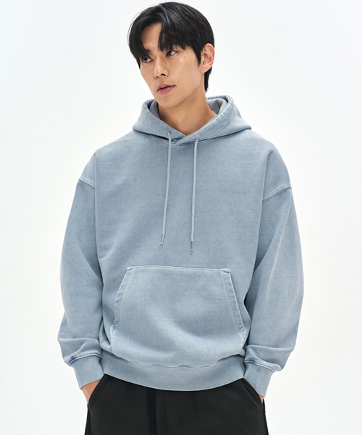 소버먼트(SOVERMENT) 980G 피그먼트 컷 후드-더스티 블루 그레이-