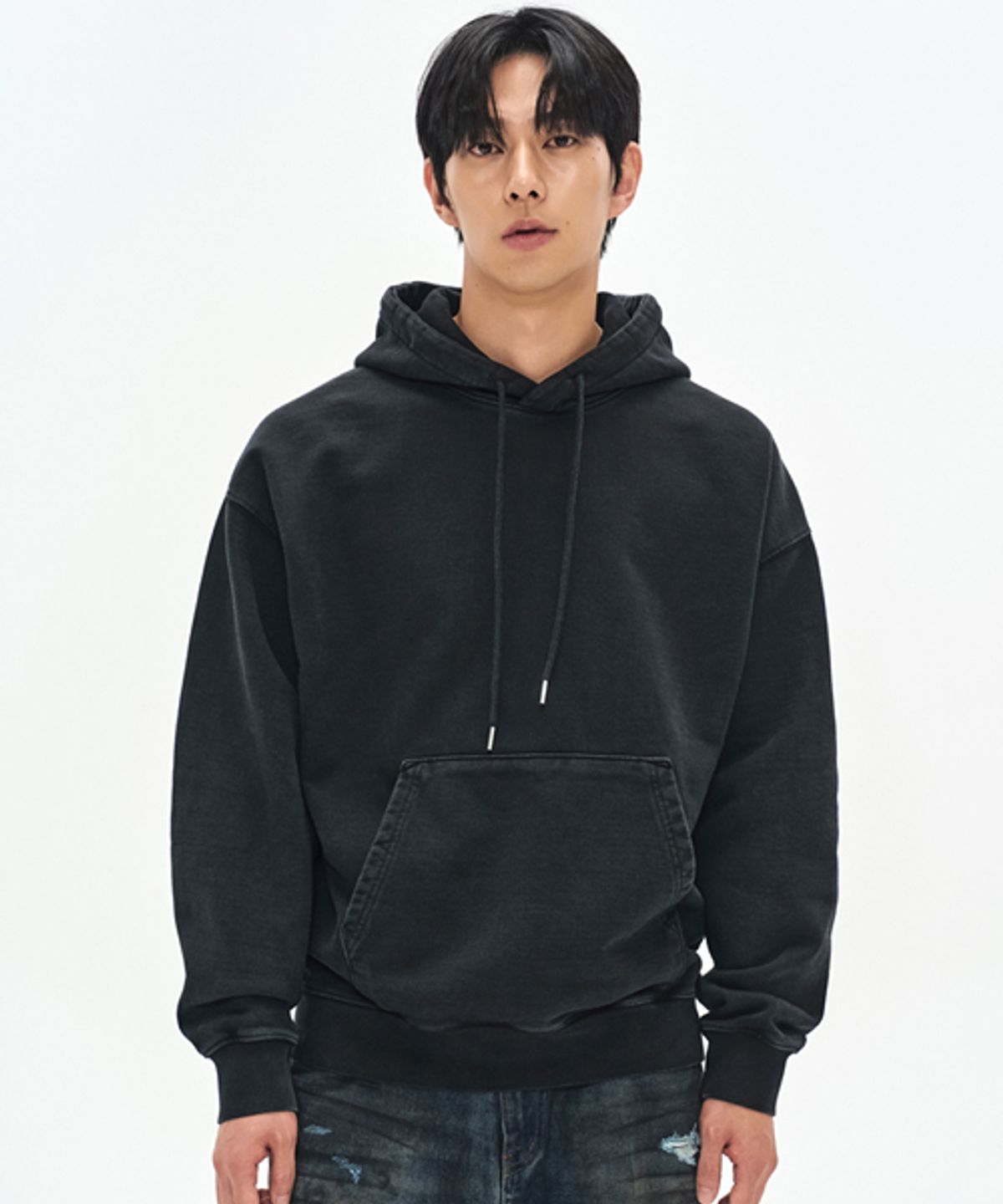 소버먼트(SOVERMENT) 980G 피그먼트 컷 후드-워시드 블랙-