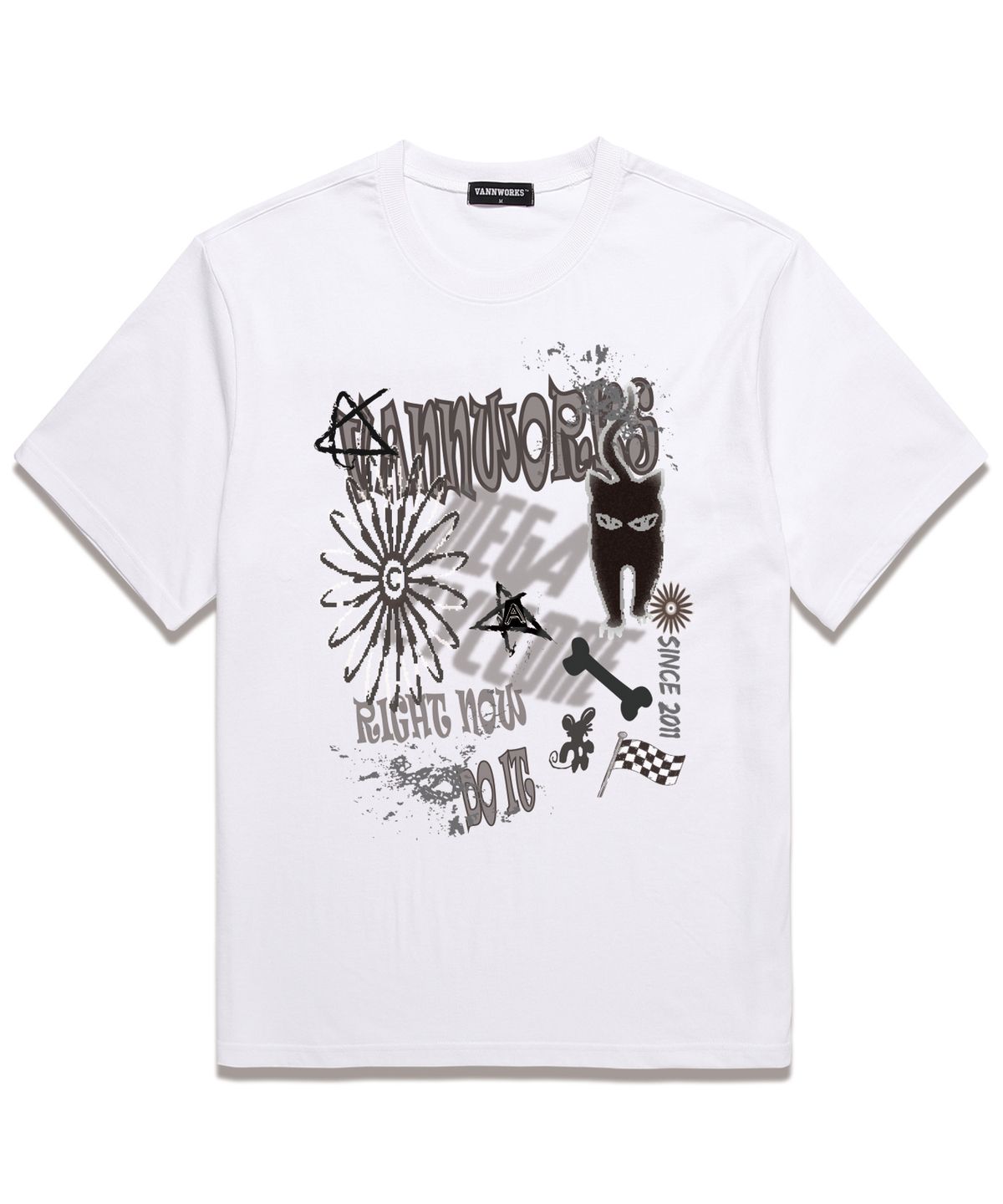 밴웍스(VANNWORKS) CAT DO IT 오버핏 반팔 티셔츠 (VS0113) 화이트