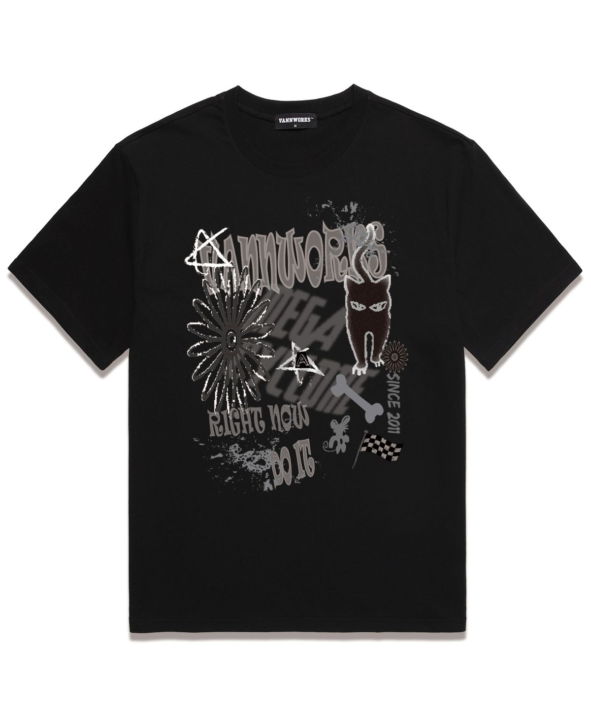 밴웍스(VANNWORKS) CAT DO IT 오버핏 반팔 티셔츠 (VS0113) 블랙