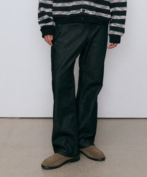 flare washed denim pants (black)