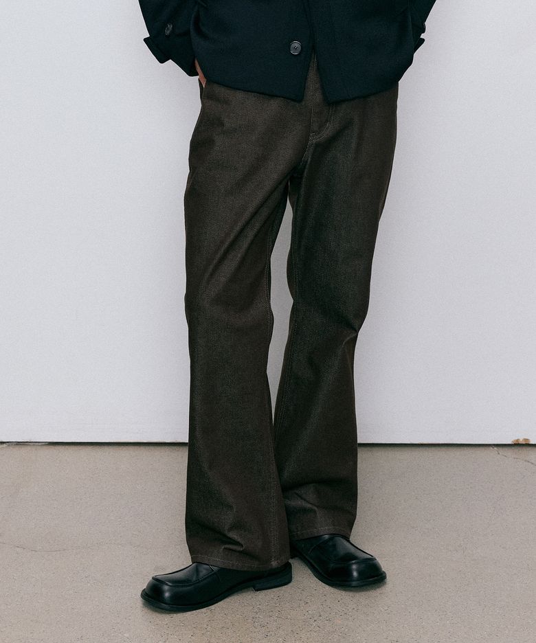 flare washed denim pants (brown)