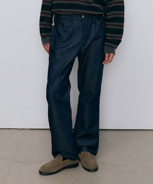 flare washed denim pants (indigo blue)