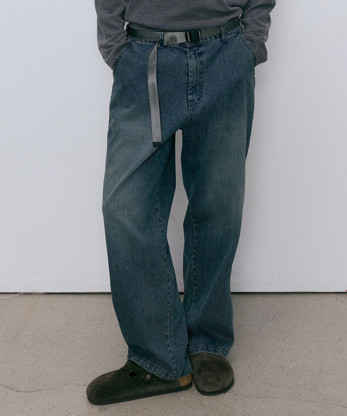 엔도어(ENDOOR) Belted corduroy denim pants (light blue)