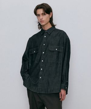 Washed over denim shirt (black)