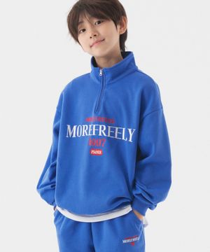 슬로건 오버핏 반집업 맨투맨 (코발트 블루)