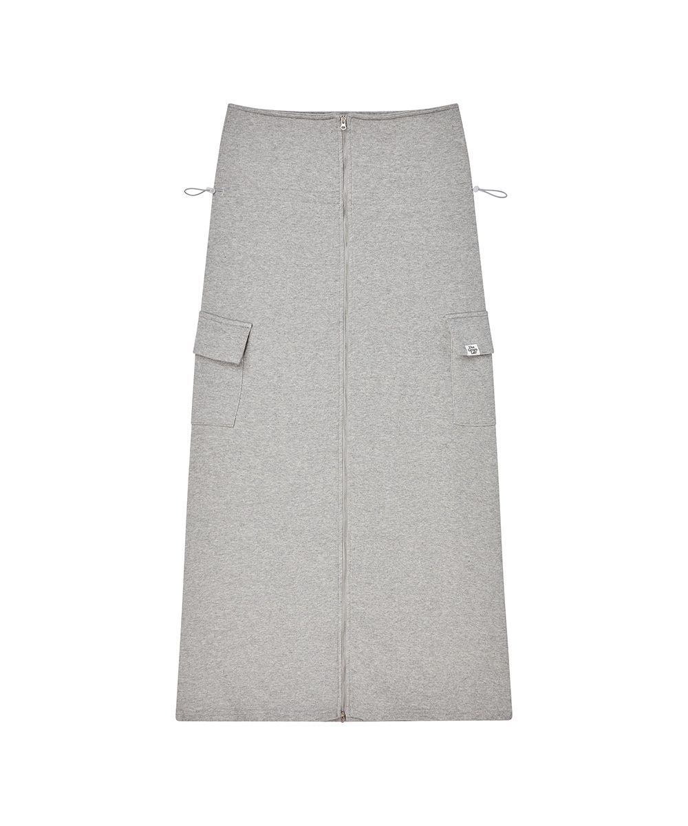 MUSINSA THE GREEN LAB Two-way zipper cargo long skirt [Melange Gray] - Main Image