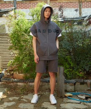 피카부 민소매 집업 후디 차콜