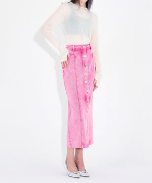 빈티지 워싱 데님 롱 스커트