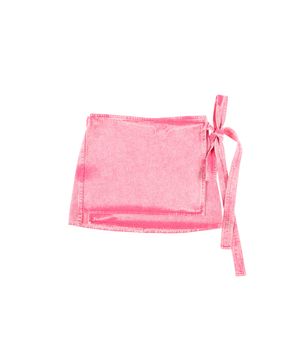 빈티지 워싱 데님 미니 렙스커트 핑크