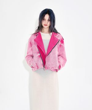 빈티지 워싱 데님 바이커 자켓