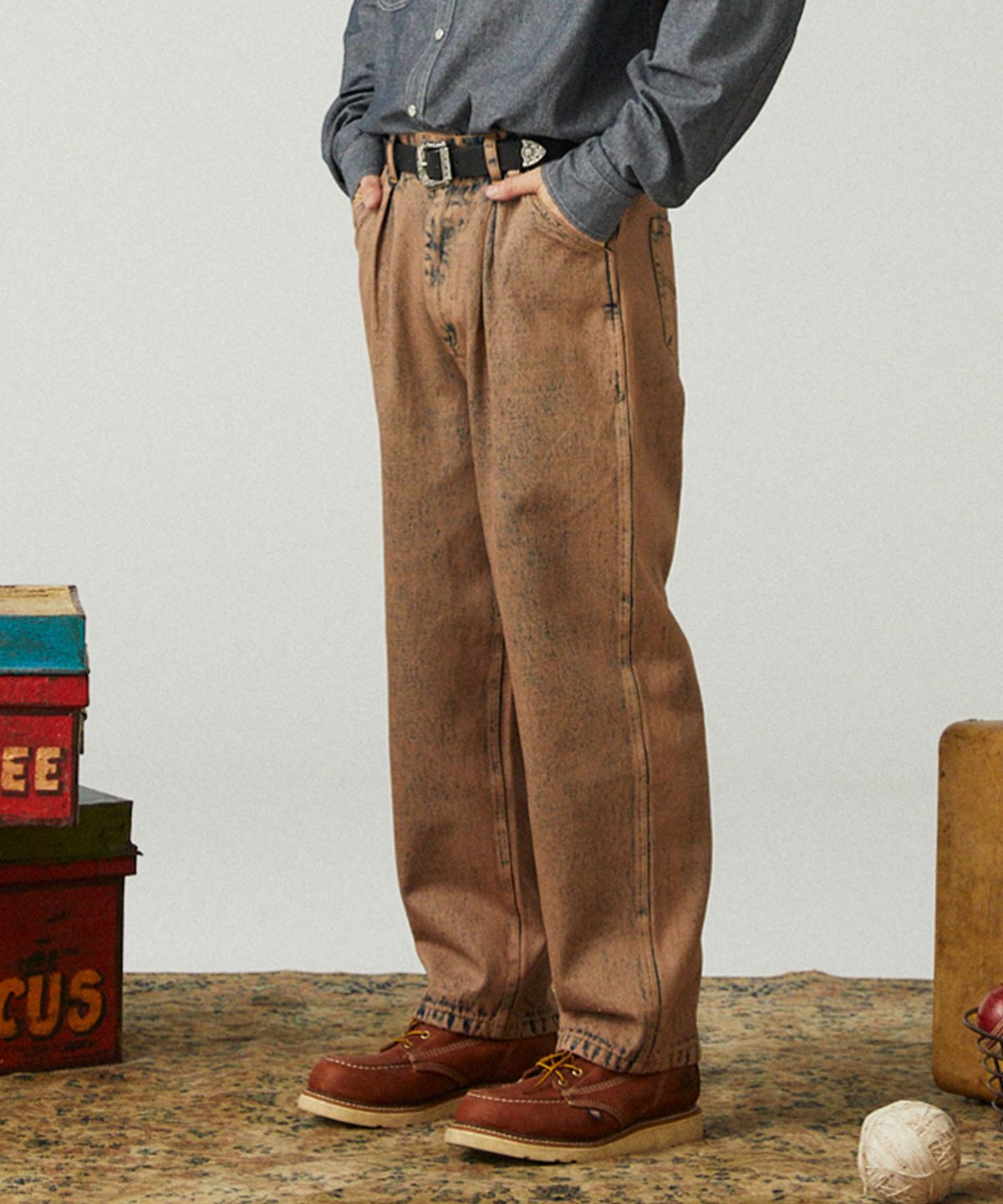 펜필드(PENFIELD) VINTAGE DYEING PIONEER JEAN BROWN PINK_FQ3WP01U