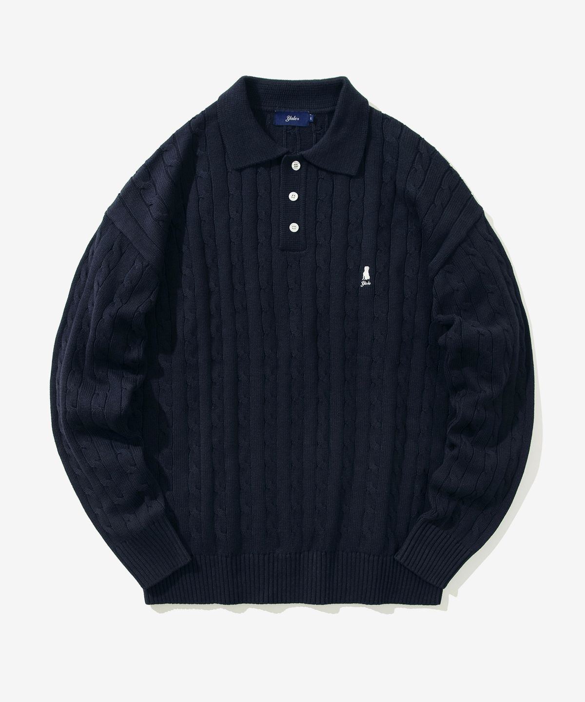 예일(YALE) 케이블 폴로 니트_네이비