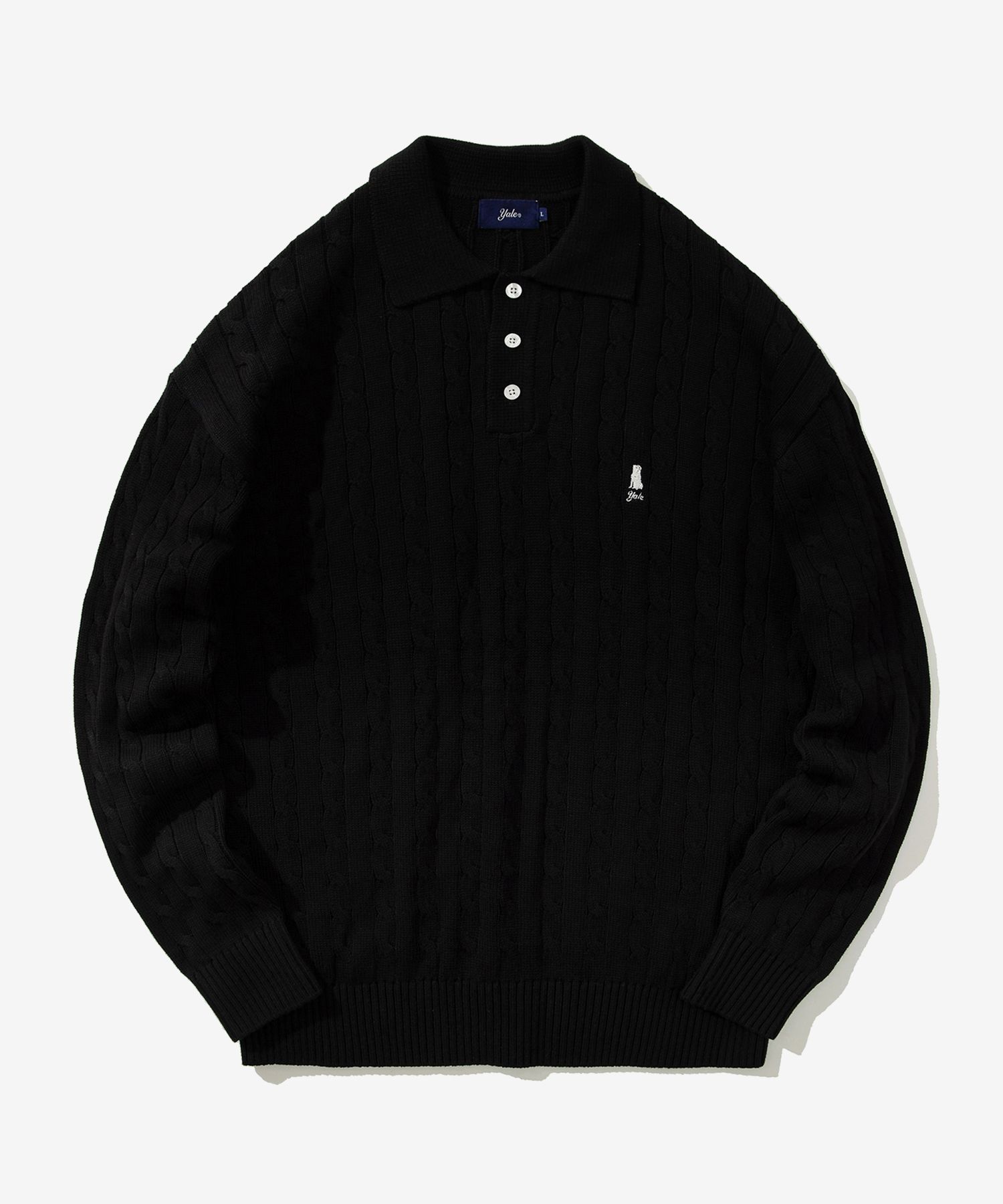 ☆YALE☆ COMFORT COOL SLIT NECK POLO KNIT BLACK YEM1KT110ABK MUSINSA | YALE Quick Dry Pique Slit Neck Polo Shirt Black