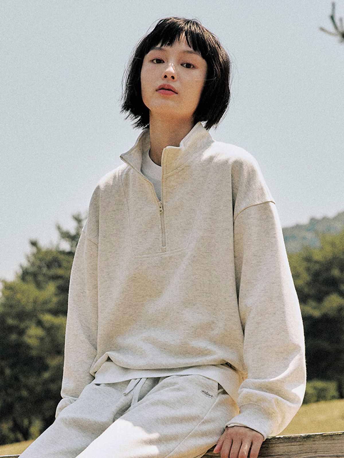 알래스카(ALASKA) 여성) 소프트테리 하프집업 맨투맨_PAE4TR2720