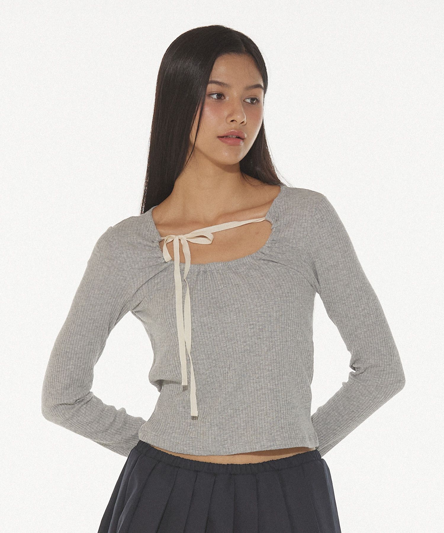 MUSINSA公式 | DEARSTALKER SAGE SHIRRING STRAP T - GREY