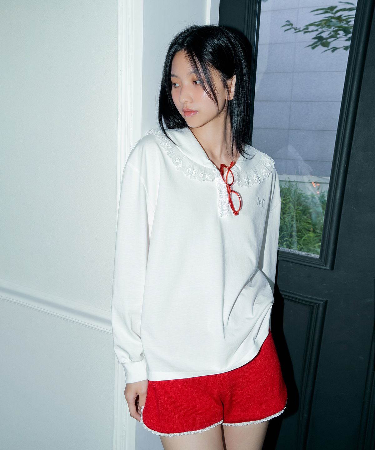 마가린핑거스(MARGARIN FINGERS) LACE SAILOR T-SHIRT (WHITE)