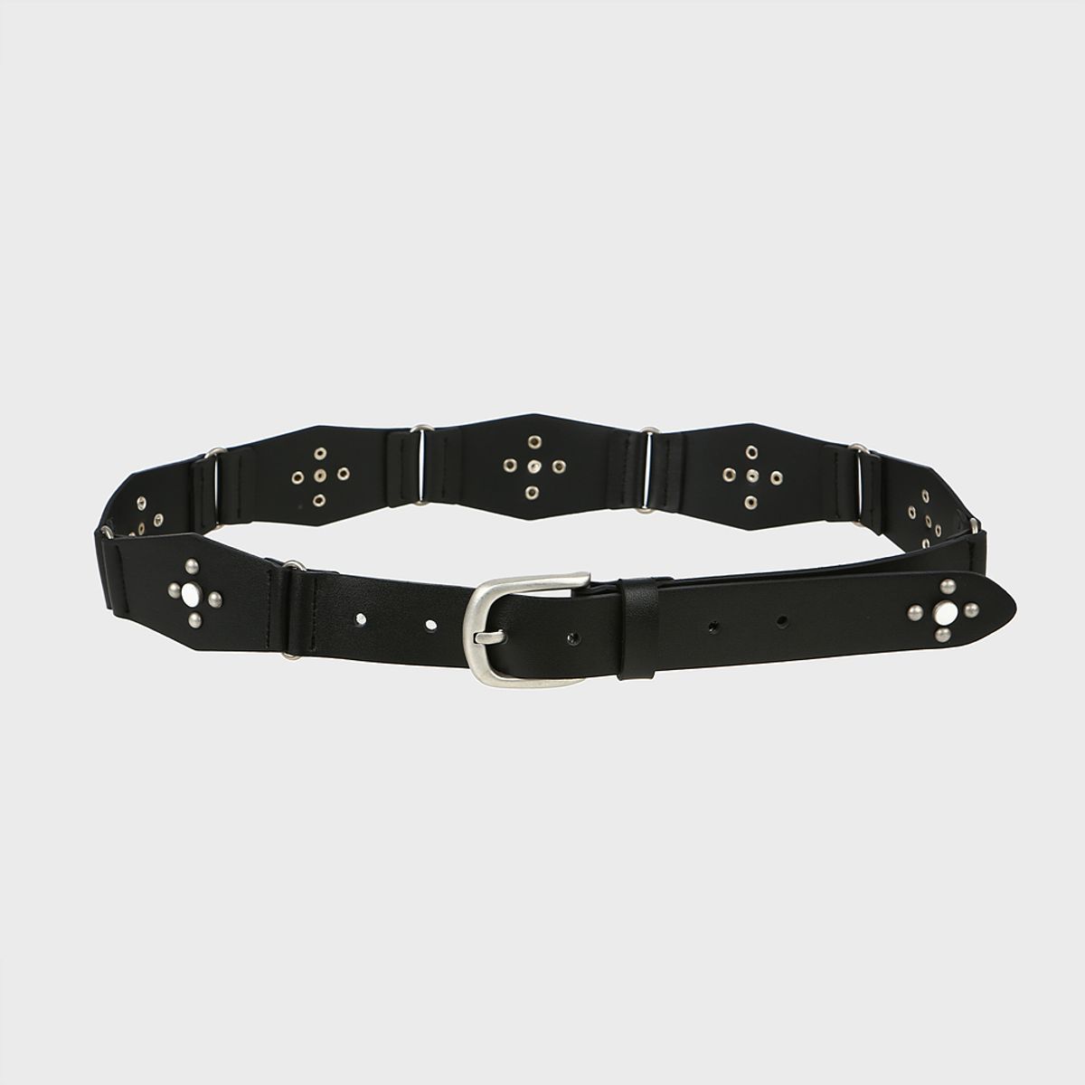 라라폭스(LALAFOX) RIVET HEXAGON FAKE LEATHER BELT 가죽 벨트 BLACK BQ4AA001