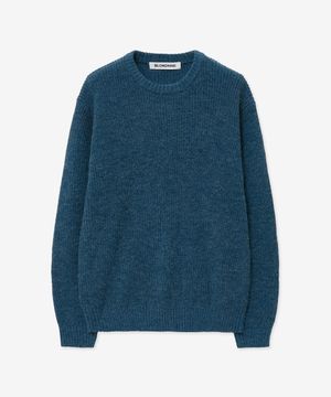 크루넥 리브 니트 스웨터_멜란지블루