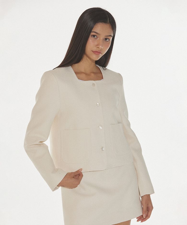 CLASSY BOUCLE TWEED JACKET - CREAM