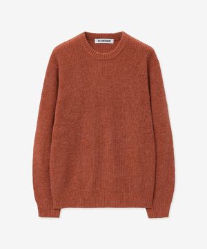 크루넥 리브 니트 스웨터_멜란지오렌지