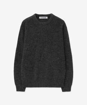 크루넥 리브 니트 스웨터_차콜