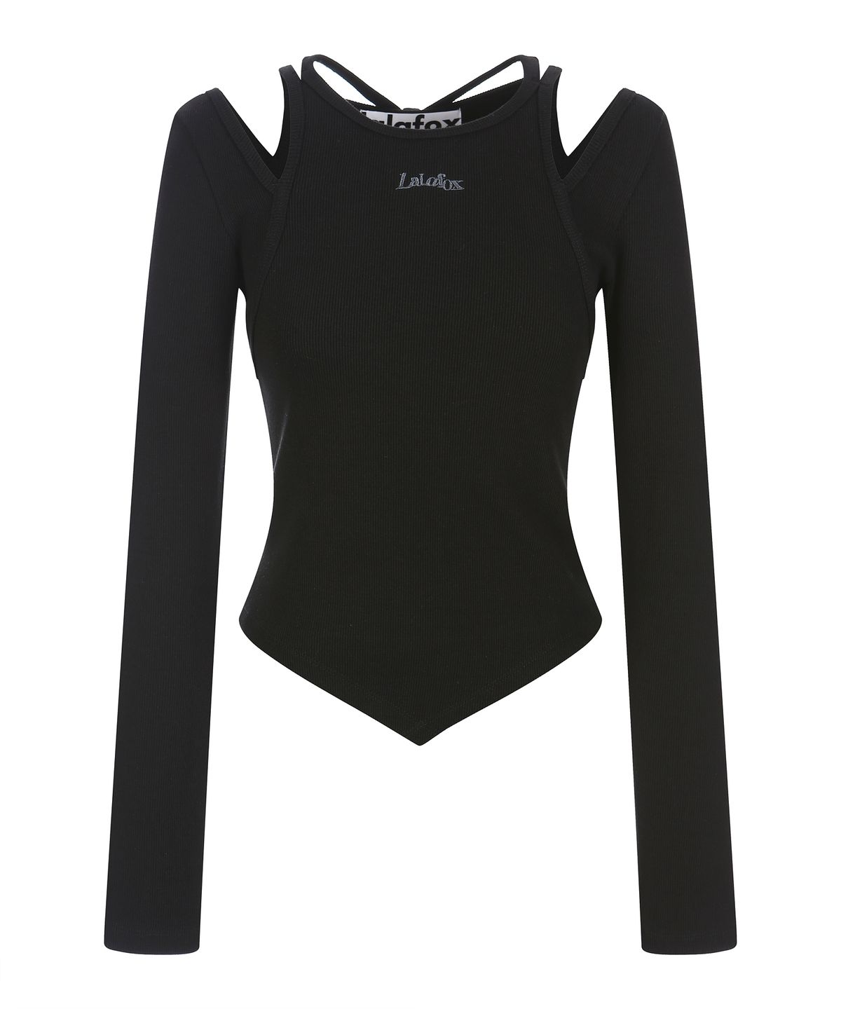 라라폭스(LALAFOX) SHOULDER SLIT HALTERNECK T-SHIRT BLACK BQ4CL009