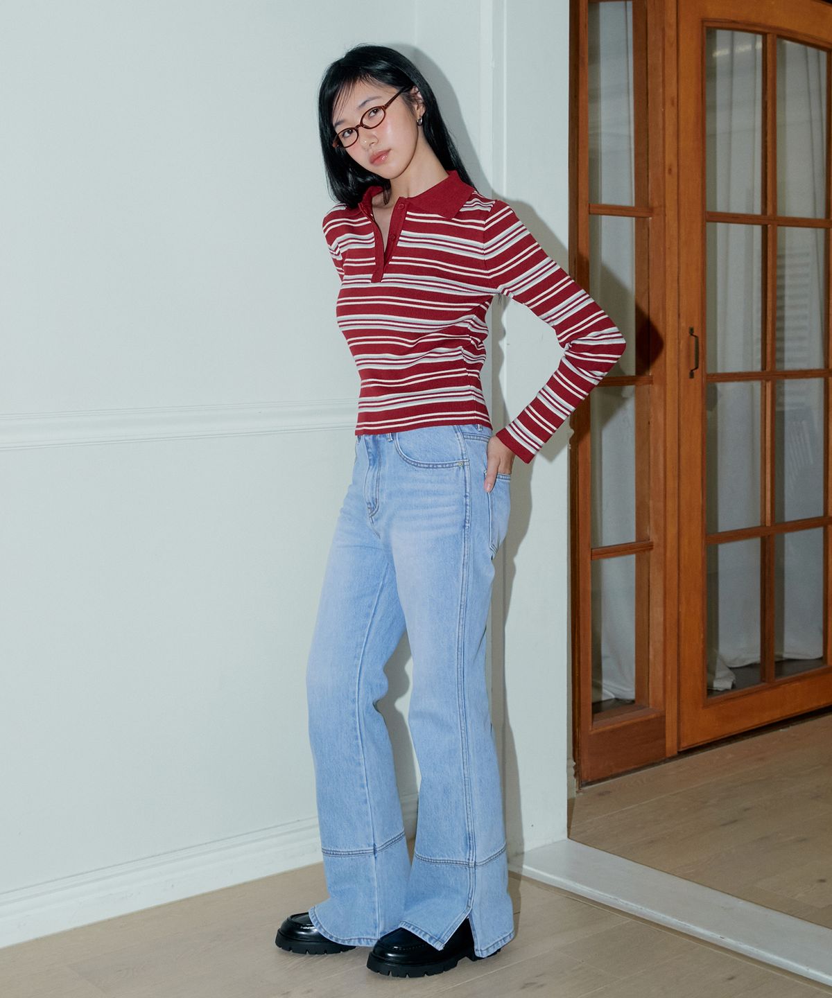 마가린핑거스(MARGARIN FINGERS) SEMI BOOT-CUT DENIM PANTS (LIGHT BLUE)