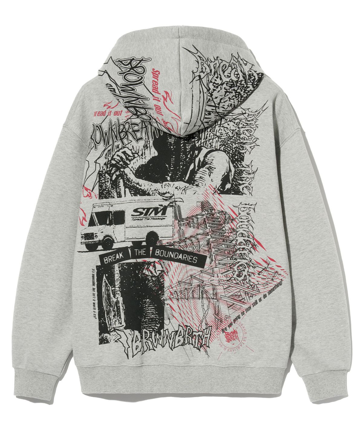 브라운브레스(BROWNBREATH) SPREAD IT OUT HOODIE - MELANGE GREY