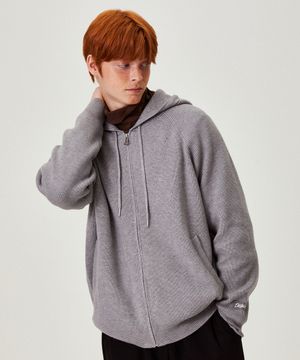 와펜 니트 후드 집업 MELANGE GREY (LP5SU517-097)