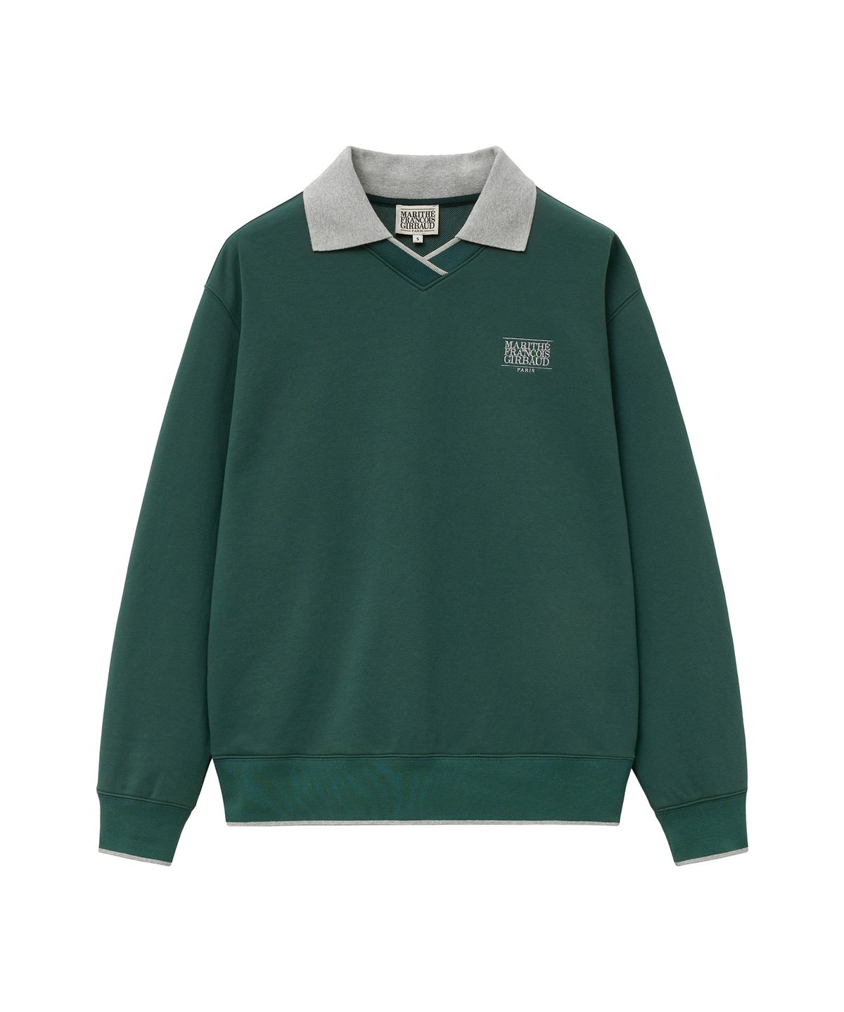 마리떼 스포츠(MARITHÉ SPORT) MOUVEMENT V-NECK COLLARED SWEATSHIRT dark teal