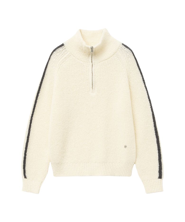 MOUVEMENT HALF ZIP-UP SWEATER ivory