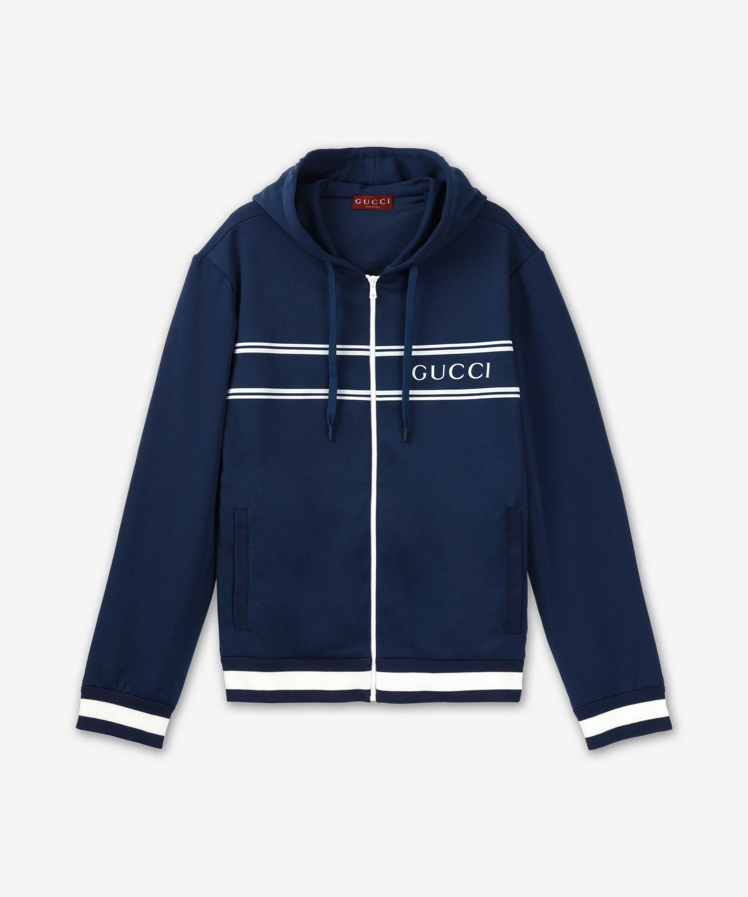 MUSINSA | GUCCI Technical Jersey Zip-Up Hoodie - Navy